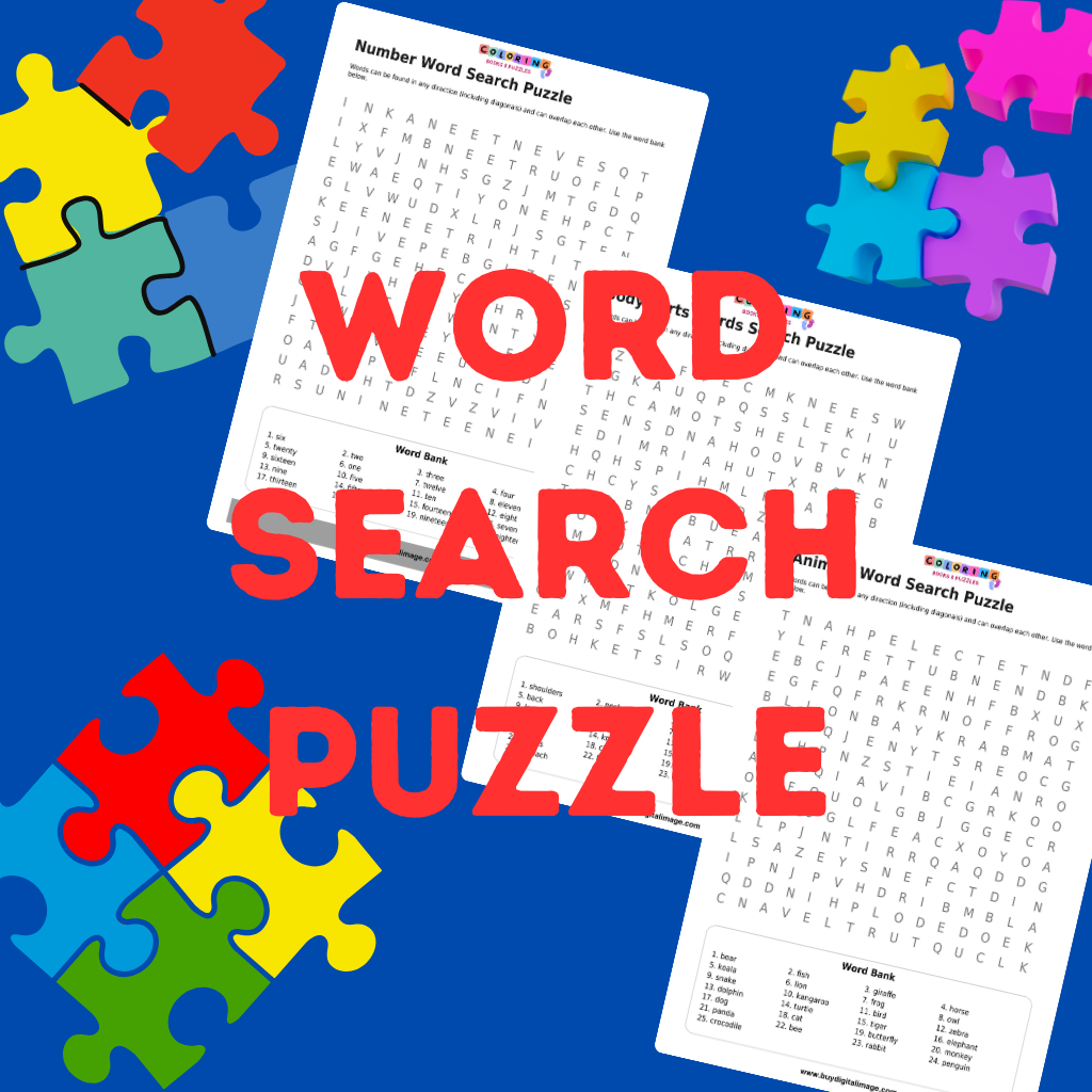 Word Search Puzzle - Coloring Books For Kids & Adults